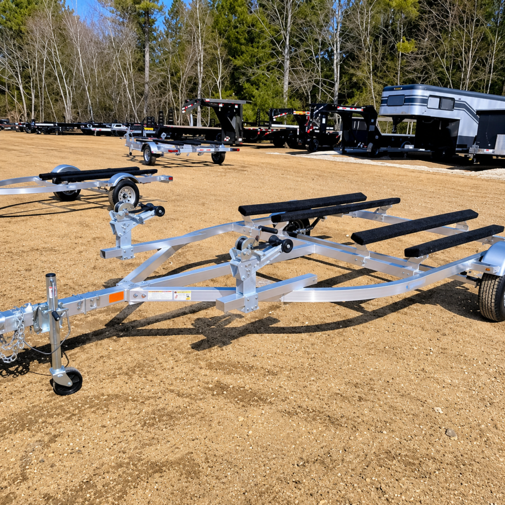 Shore Haven Aluminium-Anhänger für 2 Wassermotorräder / Jetskis mit teppichbezogenen Bunks (Modell 2025)